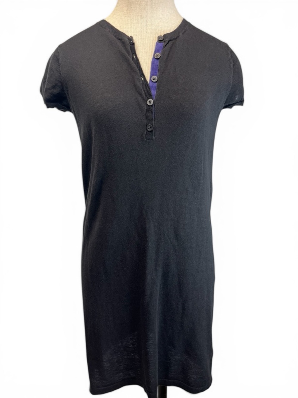 Petite Bateau Knit Cotton Linen Blend Dress Deep Navy Girls Small 14